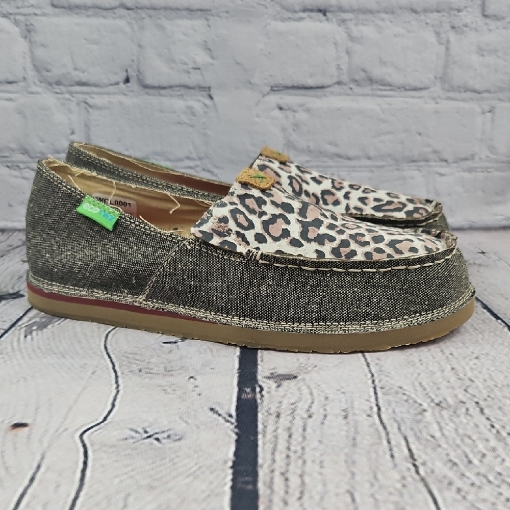 Twisted X Eco NWOT Women's Dust Leopard Print Slip On Loafers Size 9 M